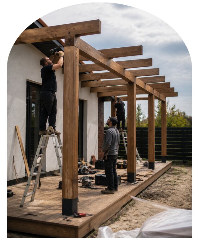Профессиональный монтаж перголы на участке в Протвине